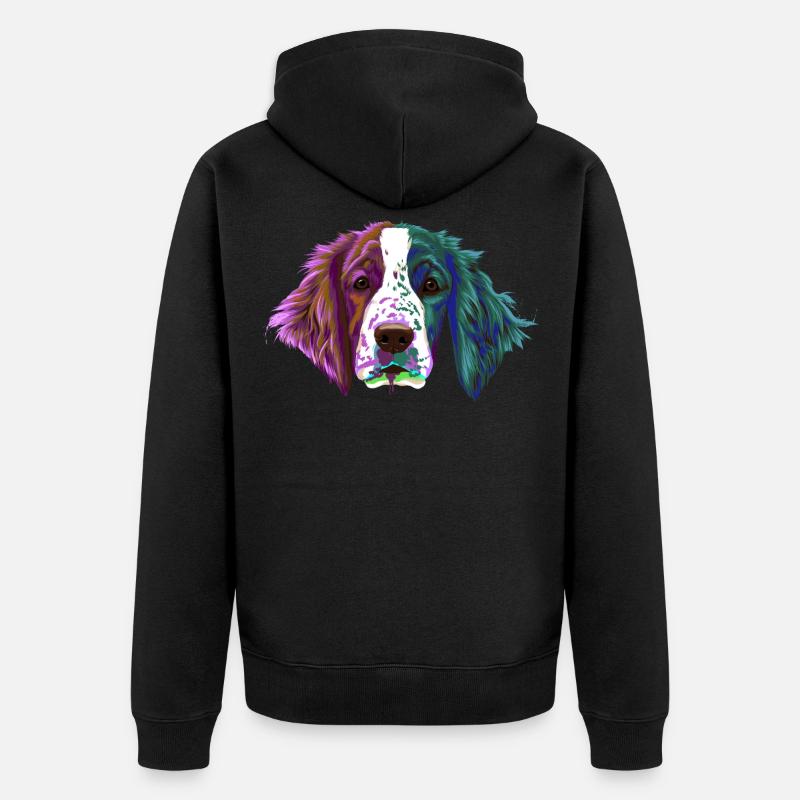 Splash Welsh Springer Spaniel chien - Veste à capuche bio Premium Unisexe - noir