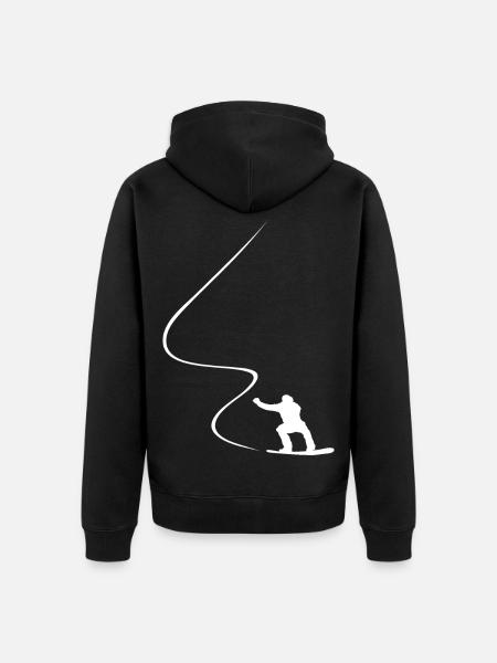 Lumilautailija, Kaarre, Alamäki, Freerider, Talvi - Premium unisex luomu-huppari vetoketjulla - musta