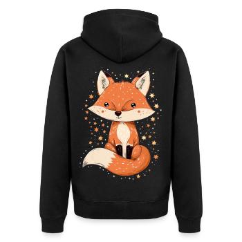 Fuchs mit Sternen - Unisex Premium Bio Zip Hoodie - Schwarz - Hinten - Nico (187cm)
