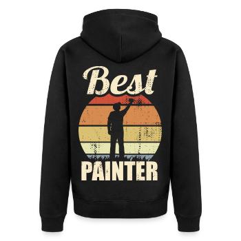 Best Painter - Unisex Premium Organic Zip Hoodie - black - Back - Nico (187cm)