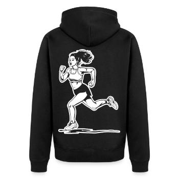 Runner Sketch - Unisex Premium Organic Zip Hoodie - black - Back - Nico (187cm)