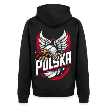 Polska Pologne Aigle Emblème Drapeau Drapeau Cadeau - Veste à capuche bio Premium Unisexe - noir - Dos - Nico (187cm)