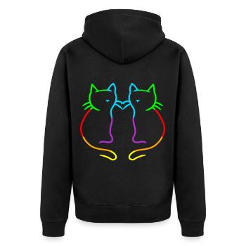 Regenbogen Katzen LGBT Gay Pride - Unisex Premium Bio Zip Hoodie - Schwarz - Hinten - Nico (187cm)