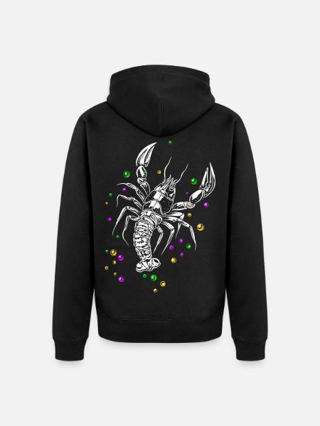 Mardi Gras HummerLanguste mit Beads - Unisex Premium Bio Zip Hoodie - Schwarz