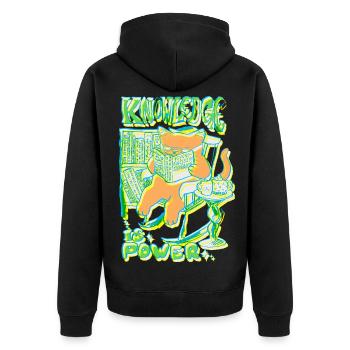 KNOWLEDGE IS POWER - Unisex Premium Organic Zip Hoodie - black - Back - Nico (187cm)