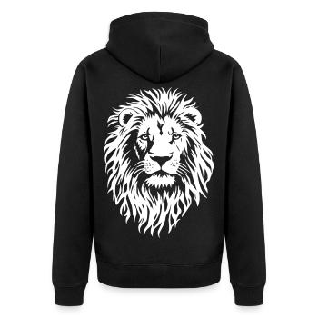 Majestic lion head in black and white - Unisex Premium Organic Zip Hoodie - black - Back - Nico (187cm)