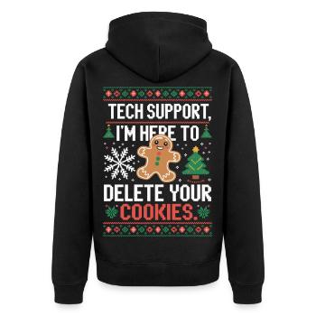 Dicton de cookie du support technique - Veste à capuche bio Premium Unisexe - noir - Dos - Nico (187cm)