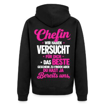Patron que nous avons essayé de trouver - Veste à capuche bio Premium Unisexe - noir - Dos - Nico (187cm)