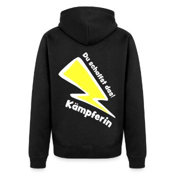 Du schaffst das! Kämpferin - Glücksbringer Mädchen - Unisex Premium Bio Zip Hoodie - Schwarz - Hinten - Nico (187cm)