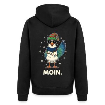 Seagull Santa Claus Christmas Fairy Lights - Unisex Premium Organic Zip Hoodie - black - Back - Nico (187cm)