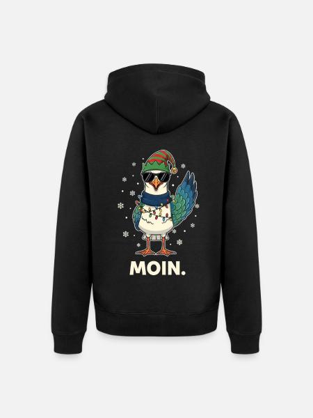 Seagull Santa Claus Christmas Fairy Lights - Unisex Premium Organic Zip Hoodie - black