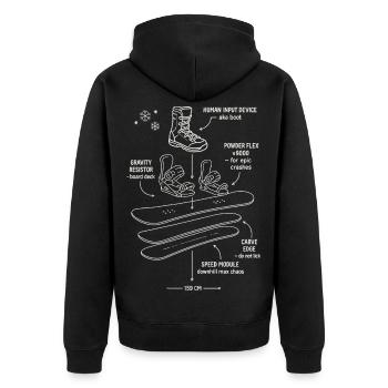 Snowboard Blueprint Funny Design - Unisex Premium Bio Zip Hoodie - Schwarz - Hinten - Nico (187cm)