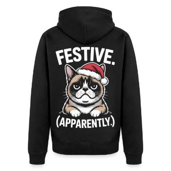 Ambiance festive de chat sombre et sombre de Noël - Veste à capuche bio Premium Unisexe - noir - Dos - Nico (187cm)