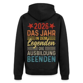 2026 Year Legends Finish Education - Unisex Premium Organic Zip Hoodie - black - Back - Nico (187cm)