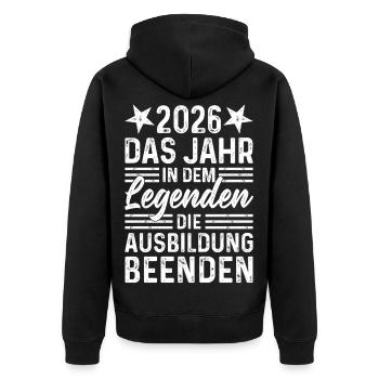 2026 Year Legends Finish Education - Unisex Premium Organic Zip Hoodie - black - Back - Nico (187cm)