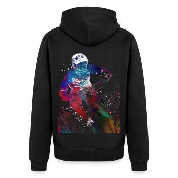 BMX Rider Sport #sport #bike - Unisex Premium Bio Zip Hoodie - Schwarz - Hinten - Nico (187cm)