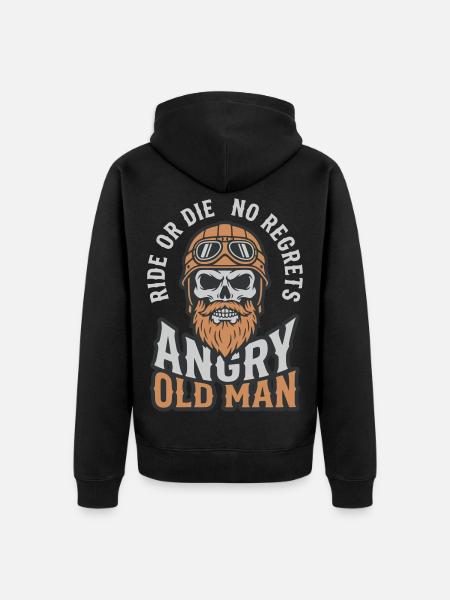 Angry Old Man - Unisex Premium Organic Zip Hoodie - black