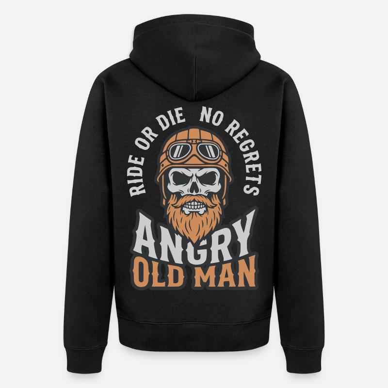 Angry Old Man - Unisex Premium Bio Zip Hoodie - Schwarz