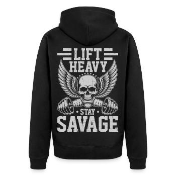 Body building - Unisex Premium Organic Zip Hoodie - black - Back - Nico (187cm)