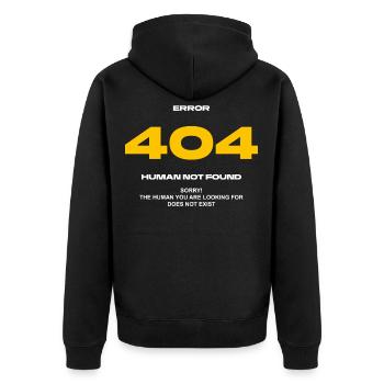 Error 404 Human not found - Unisex Premium Bio Zip Hoodie - Schwarz - Hinten - Nico (187cm)