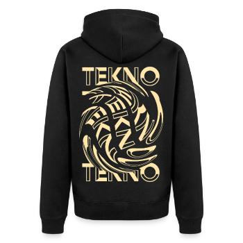 Tekno Spirale - Rave Party Outfit Men Women - Unisex Premium Organic Zip Hoodie - black - Back - Nico (187cm)