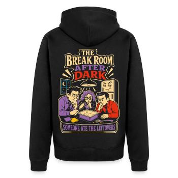 Break Room Mystery Büro Leftovers - Unisex Premium Bio Zip Hoodie - Schwarz - Hinten - Nico (187cm)