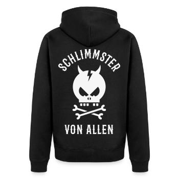 Schlimmster Von Allen (Teufel / Halloween / Böse) - Unisex Premium Bio Zip Hoodie - Schwarz - Hinten - Nico (187cm)