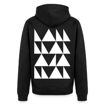 Dreiecksgittermuster - Unisex Premium Bio Zip Hoodie - Schwarz - Hinten - Nico (187cm)