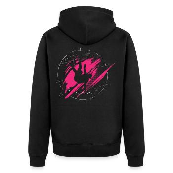Breakdance Geschenk Pink Mädchen - Unisex Premium Bio Zip Hoodie - Schwarz - Hinten - Nico (187cm)