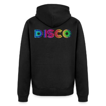 Disco - Unisex Premium Bio Zip Hoodie - Schwarz - Hinten - Nico (187cm)