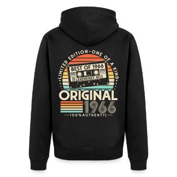 1966 Vintage Vintage Rétro Cadeau d’anniversaire - Veste à capuche bio Premium Unisexe - noir - Dos - Nico (187cm)
