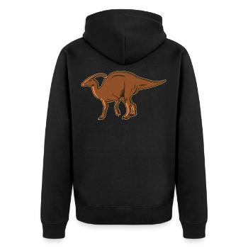 Parasaurus Pflanzenfresser Dinosaurier Dino Urzeit - Unisex Premium Bio Zip Hoodie - Schwarz - Hinten - Nico (187cm)