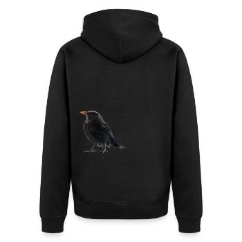 Amsel Drossel - Unisex Premium Bio Zip Hoodie - Schwarz - Hinten - Nico (187cm)