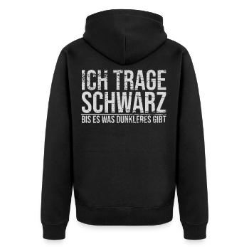 ich trage schwarz bis es was dunkleres gibt - Unisex Premium Bio Zip Hoodie - Schwarz - Hinten - Nico (187cm)