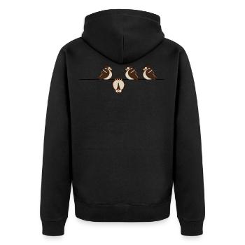dicke Spatzen - Unisex Premium Bio Zip Hoodie - Schwarz - Hinten - Nico (187cm)