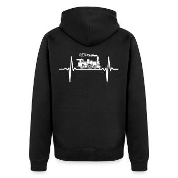 Impulsion de chemin de fer de rythme cardiaque de locomotive à vapeur ECG - Veste à capuche bio Premium Unisexe - noir - Dos - Nico (187cm)
