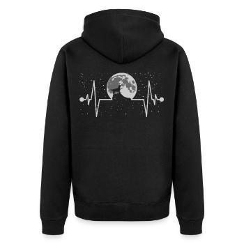 Flat Coated Retriever Heartbeat Lune - Veste à capuche bio Premium Unisexe - noir - Dos - Nico (187cm)