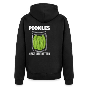 Gurke Gurken Essiggurke - Unisex Premium Bio Zip Hoodie - Schwarz - Hinten - Nico (187cm)
