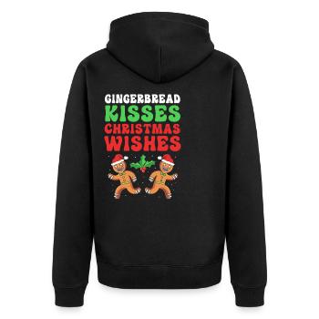 Lebkuchen Weihnachten Lebkuchenmann Gingerbread - Unisex Premium Bio Zip Hoodie - Schwarz - Hinten - Nico (187cm)