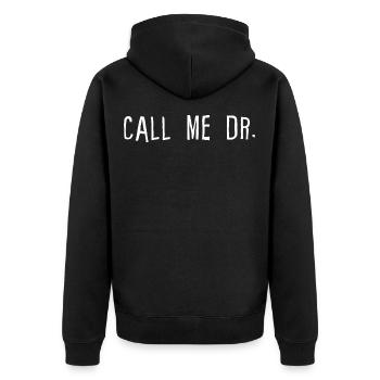 Call Me Dr 4 - Unisex Premium Organic Zip Hoodie - black - Back - Nico (187cm)