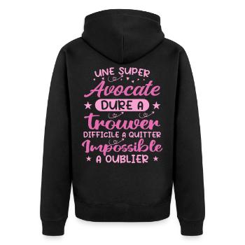 Une Super Avocate - Cadeau avocate - Veste à capuche bio Premium Unisexe - noir - Dos - Nico (187cm)