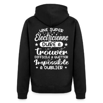 Une Super Electricienne - Cadeau électricienne - Veste à capuche bio Premium Unisexe - noir - Dos - Nico (187cm)