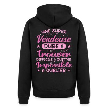 Une Super Vendeuse - Cadeau vendeuse - Veste à capuche bio Premium Unisexe - noir - Dos - Nico (187cm)