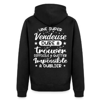 Une Super Vendeuse - Cadeau vendeuse - Veste à capuche bio Premium Unisexe - noir - Dos - Nico (187cm)