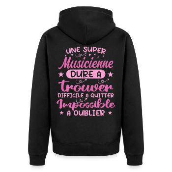 Une Super Musicienne - Cadeau musicienne - Veste à capuche bio Premium Unisexe - noir - Dos - Nico (187cm)
