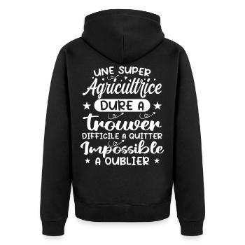 A Super Farmer - Farmer Gift - Unisex Premium Organic Zip Hoodie - black - Back - Nico (187cm)