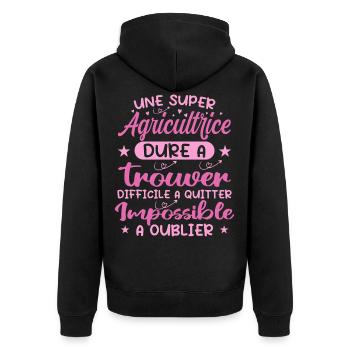 A Super Farmer - Farmer Gift - Unisex Premium Organic Zip Hoodie - black - Back - Nico (187cm)