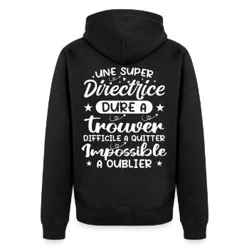 Une Super Directrice - Cadeau directrice - Veste à capuche bio Premium Unisexe - noir - Dos - Nico (187cm)