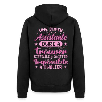 A Super Assistant - Assistant Gift - Unisex Premium Organic Zip Hoodie - black - Back - Nico (187cm)