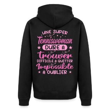 Une Super Tenniswomen - Cadeau tenniswomen - Veste à capuche bio Premium Unisexe - noir - Dos - Nico (187cm)